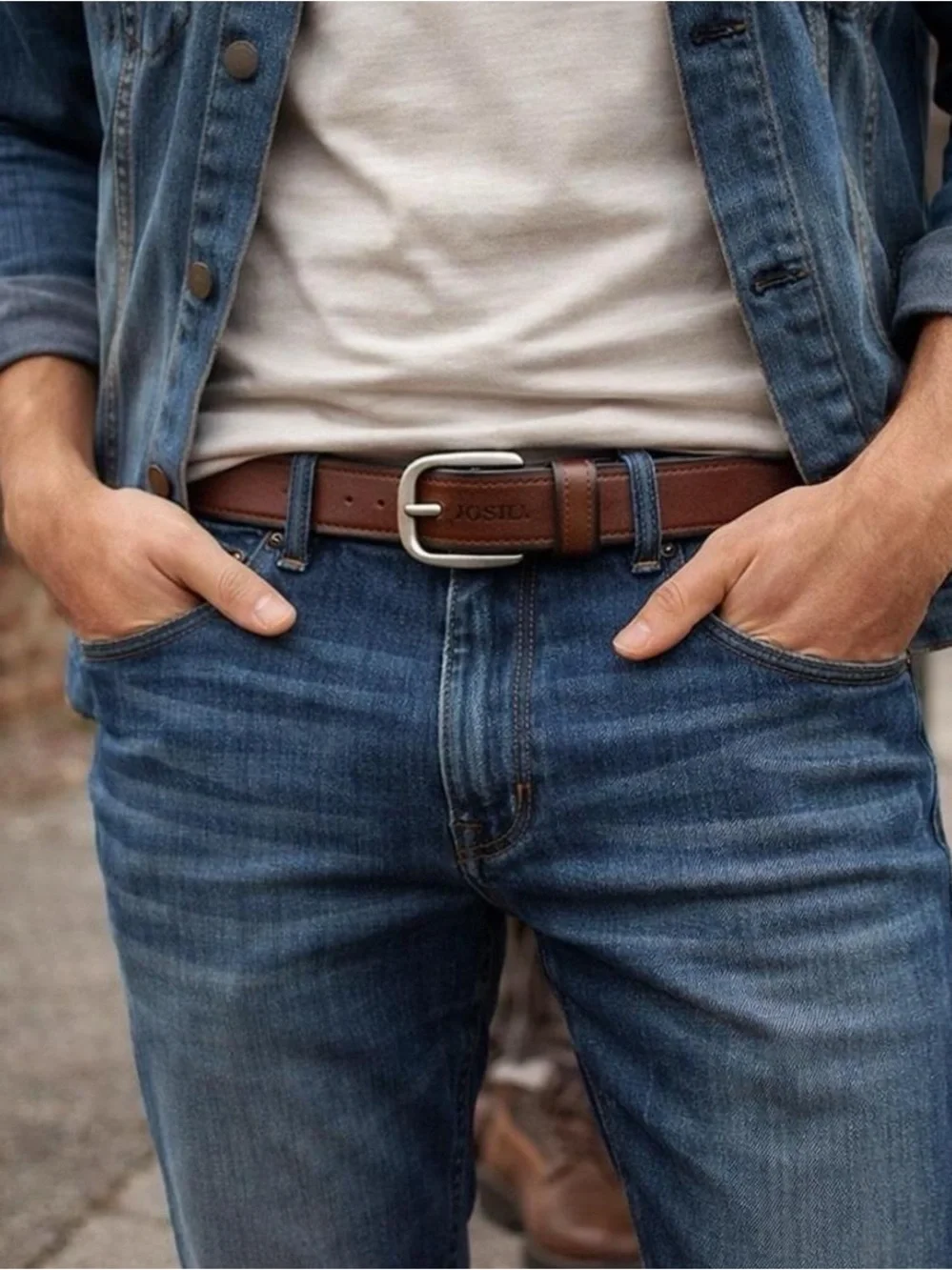Fossil Brown Leather Belt Casual Jean Every Day Sz 40 Style Joe Black NWT Men's